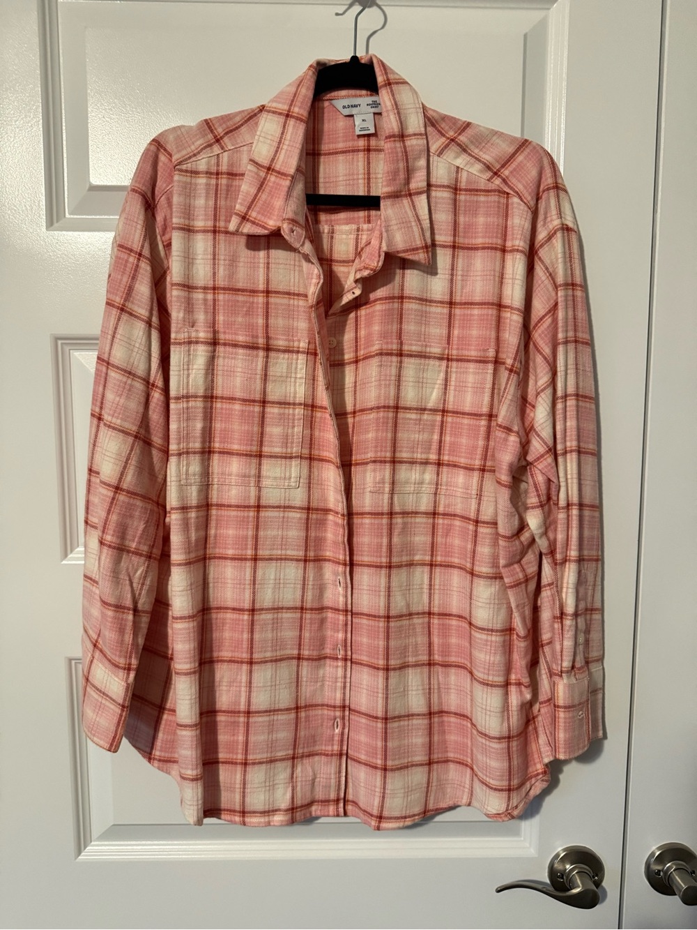 Old Navy Pink and Cream Plaid Button-Down Shirt